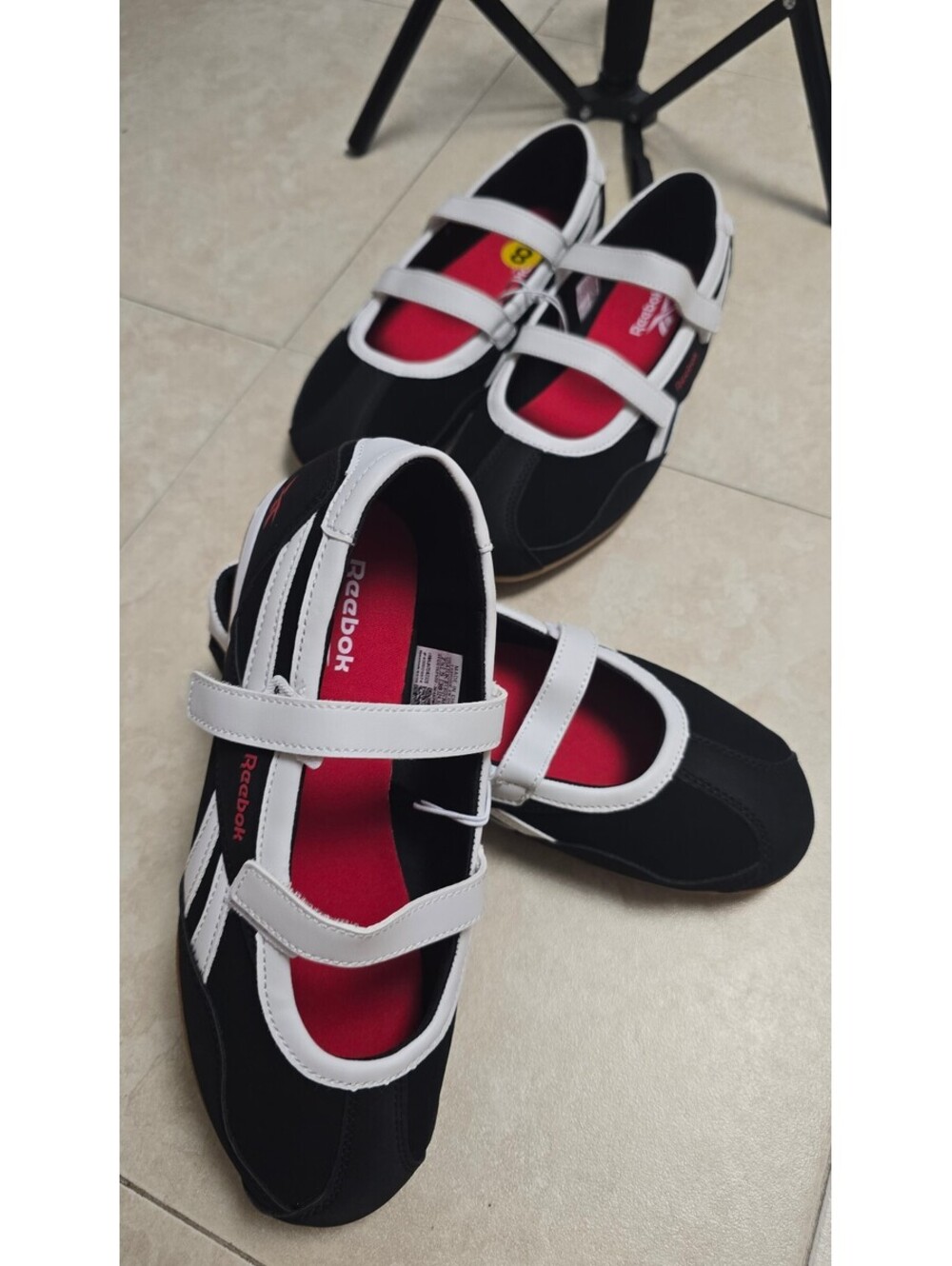 Reebok Women’s Mary Jane Ballet Sneakers – Black/White/Red – NEW - Picture 1 of 9